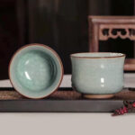 Tea Cup Set of 2 Porcelain Small Tea Cups 3.2oz Tea Cup Set