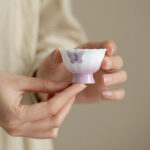Tea Cup 1.3oz Mini Porcelain Tea Cups Set of 2 Tea Set - Image 5