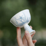 White Porcelain Tea Set with Short Stem for Hot/Cold Drink - Image 5