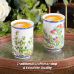 Asian Tea Cups Set of 2 4.23oz Mini Ceramic Porcelain Tea Mugs - Image 4
