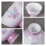 Tea Cup 1.3oz Mini Porcelain Tea Cups Set of 2 Tea Set - Image 3