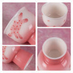 Tea Cup 2oz Small Tea Cup Ceramic Tea Cups Set with Short Stem - Image 3