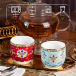 Tea Cups Set of 2, 6.35oz Mini Ceramic & Porcelain Tea Mugs - Image 3