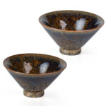 Ceramic Tea & Coffee Cups Set of 2 - Vintage Crystalline Glaze Espresso Mugs