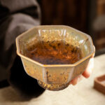 Tall Octagonal Cup Ceramic Tea Cups Set of 2 - Image 2