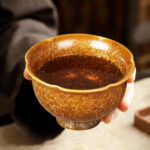 Vintage Crystalline Glaze Espresso Mugs Tall Flower-shaped Cup