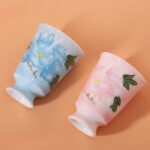 Ceramic Tea Cups Small Hand-Piled Peony Coffee Cup Set of 2 - Image 5
