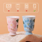 Ceramic Tea Cups Small Hand-Piled Peony Coffee Cup Set of 2 - Image 3