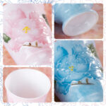 Ceramic Tea Cups Small Hand-Piled Peony Coffee Cup Set of 2 - Image 4