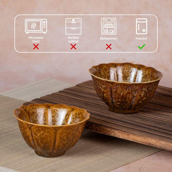 Flower-shaped Cup Ceramic Tea & Coffee Cups Set of 2 - Image 3