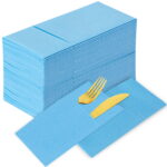 KAMMAK Light Blue Napkins Disposable with Pocket 100 Pack - Image 2