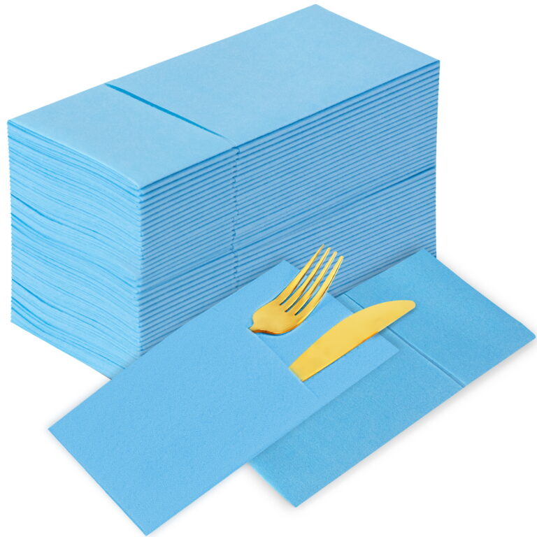 KAMMAK Light Blue Napkins Disposable with Pocket 100 Pack – detail view 2