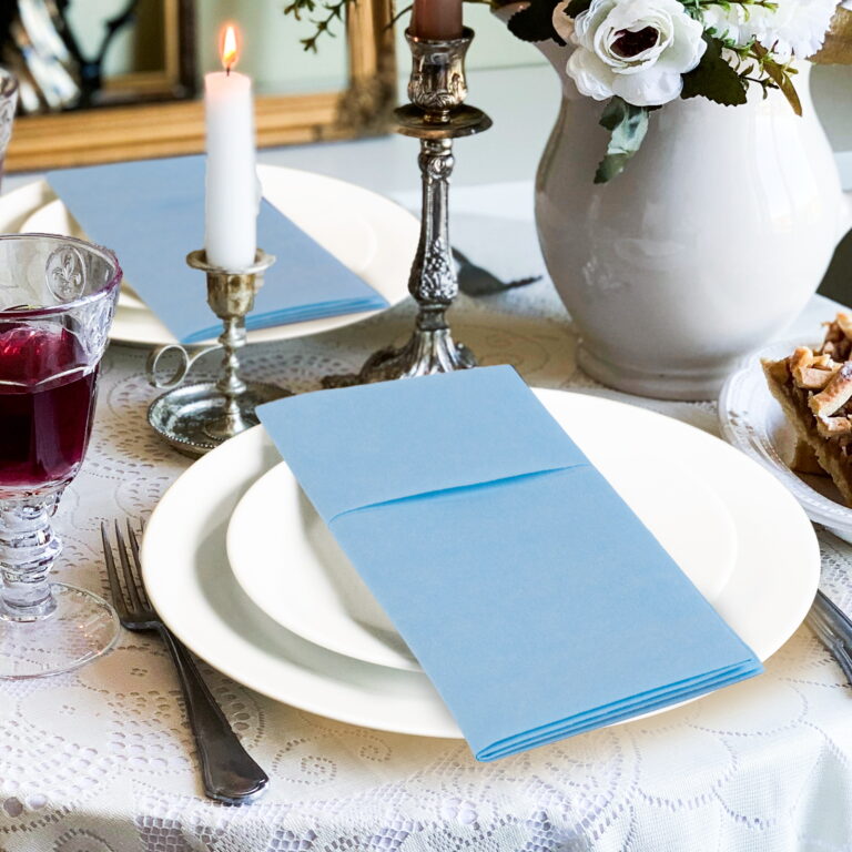 KAMMAK Light Blue Napkins Disposable with Pocket 100 Pack – detail view 4