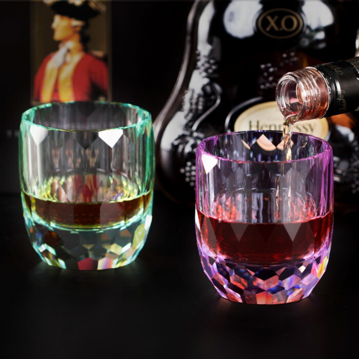 Crystal Whiskey Glasses Set of 2, 7oz Old Fashioned Glasses Purple + Mint Green - Image 6