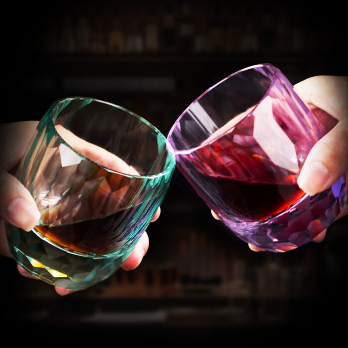 Crystal Whiskey Glasses Set of 2, 7oz Old Fashioned Glasses Purple + Mint Green - Image 5