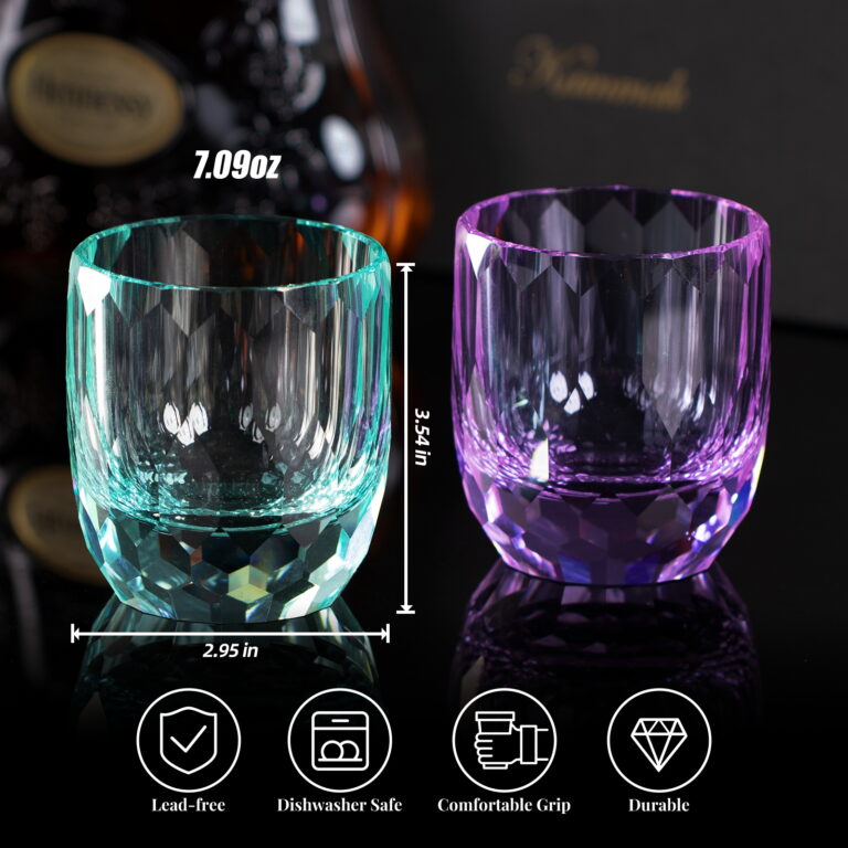 KAMMAK Crystal Whiskey Glasses Set of 2 7oz – product dimensions