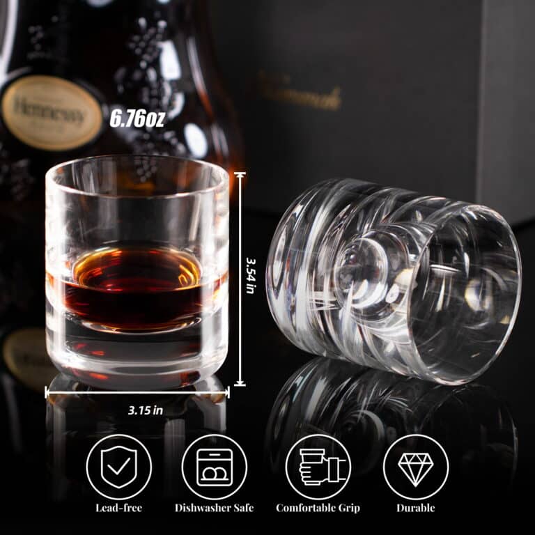 Crystal Whiskey Glasses Set of 2, 6.76oz Old Fashioned Glasses – product dimensions