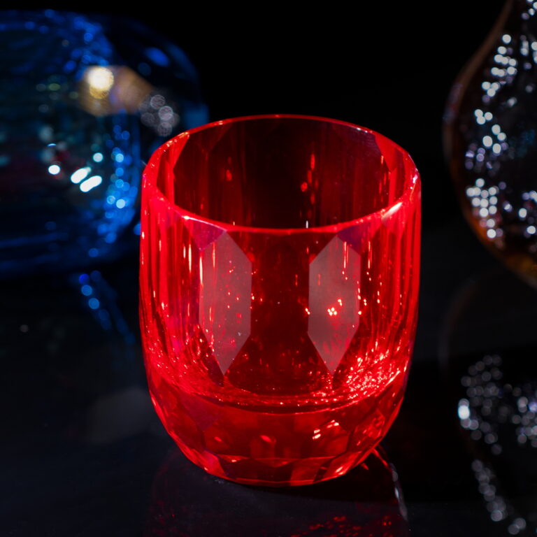 Crystal Whiskey Glasses Set of 2,Old Fashioned Glasses 7oz,Red and Blue – detail view 4