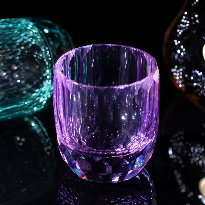 Crystal Whiskey Glasses Set of 2, 7oz Old Fashioned Glasses Purple + Mint Green - Image 4