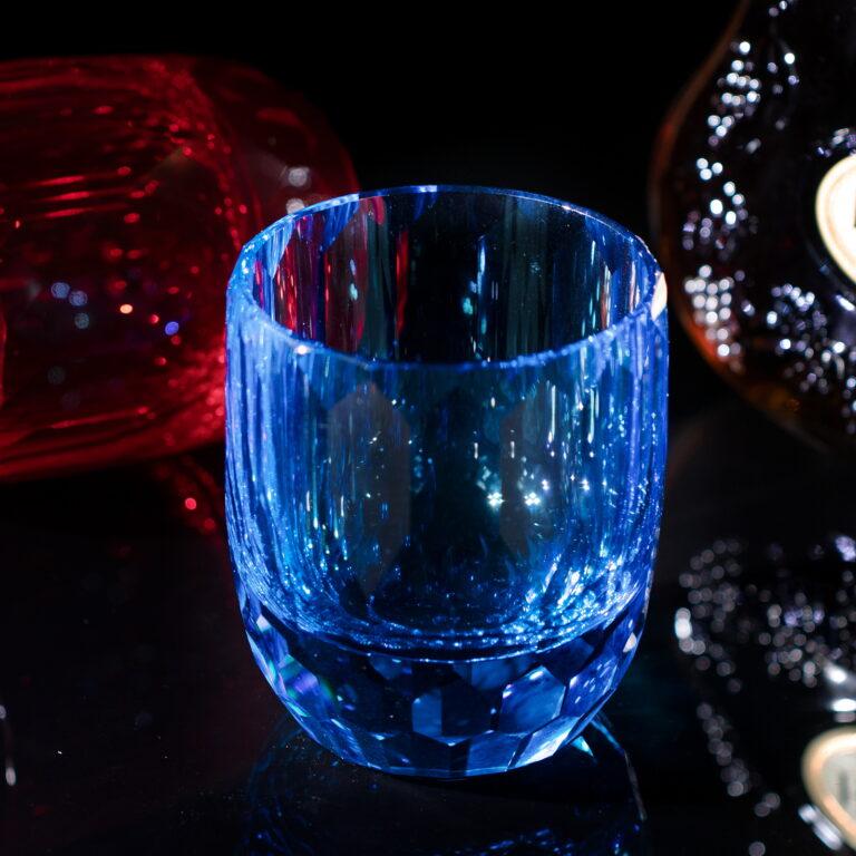 Crystal Whiskey Glasses Set of 2,Old Fashioned Glasses 7oz,Red and Blue – detail view 3