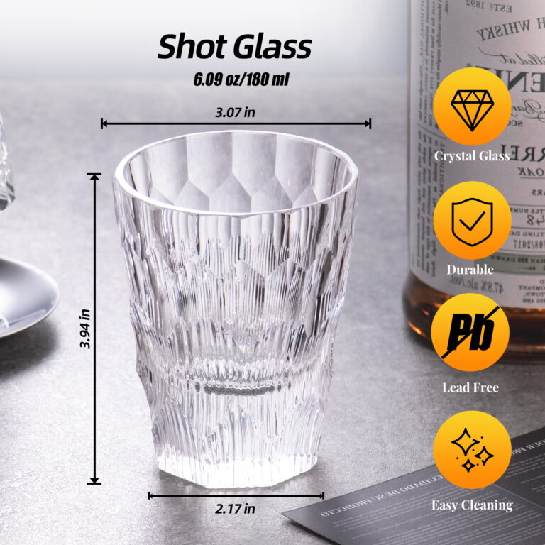 Crystal Whiskey Shot Glasses Set of 2,Handcrafted 6.09oz Old – product dimensions