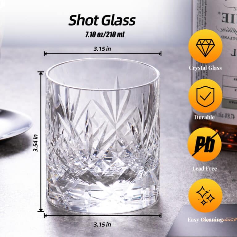 Crystal Whiskey Glasses Set of 2,Hand-Cut Design,7.1oz – product dimensions