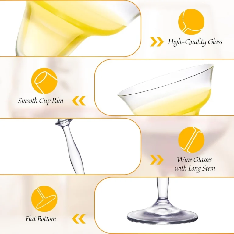 KAMMAK margarita glass close-ups showing smooth rim, long stem and flat base