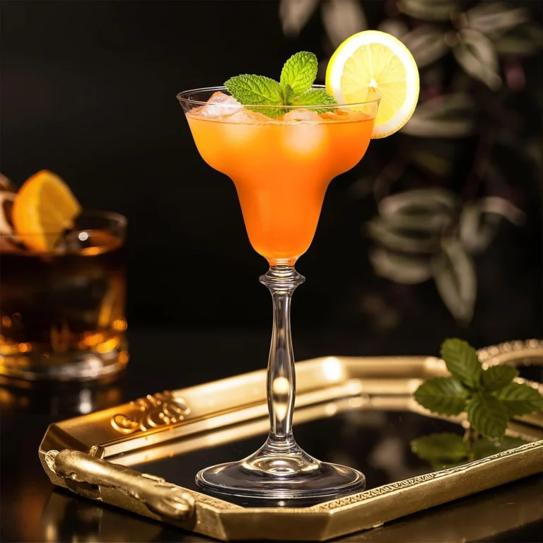 KAMMAK crystal margarita glass served with an orange cocktail and lime
