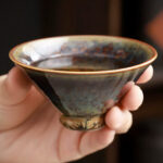 Ceramic Tea & Coffee Cups Set of 2 - Vintage Crystalline Glaze Espresso Mugs - Image 2