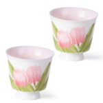 Ceramic Tea Cups Small 2.5oz Cute Vintage Coffee Cup Set of 2 - Image 2