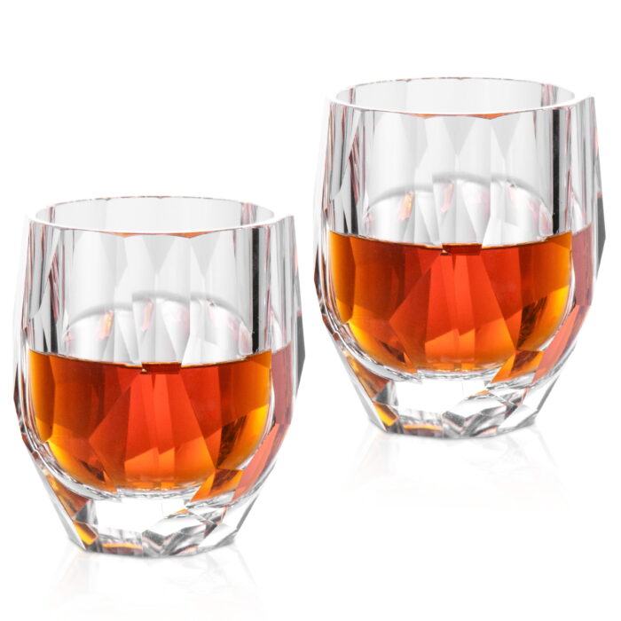 1 Geometric Faceted Whiskey Glass 7.78 oz with Stable Base - Image 1