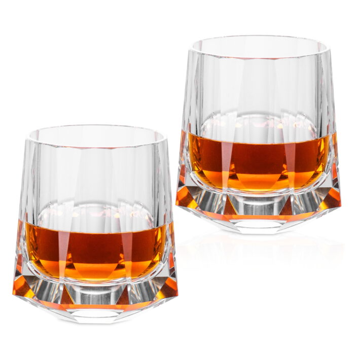 1 Artisan Etched Crystal Old Fashioned Glass 8.79 oz with Base - Image 1
