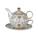White Tea Cups and Saucer Set for Coffee Tea for One  Tea Pot