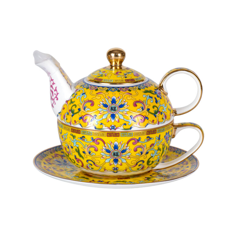 Yellow Tea Cups and Saucer Set for Coffee Teapot and Cup Set – detail view 1