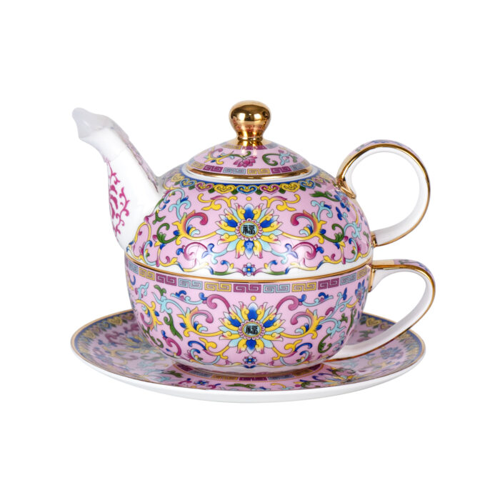 1 Pink Tea Cups and Saucer Set for Coffee Tea Pot and Saucers - Image 1