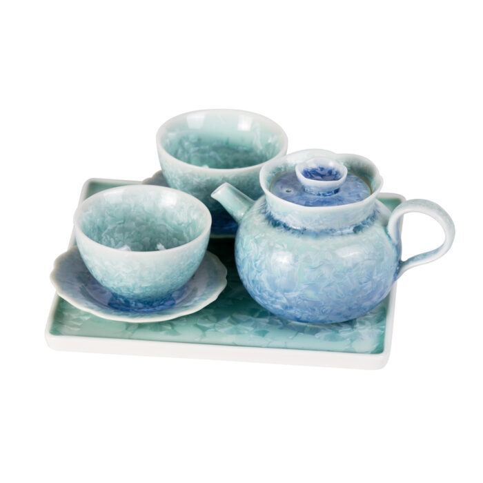 1 Gong Fu Tea Set (2 Saucer+ 2 Cups +1 Tea Pot + 1 Square Plate) - Image 1