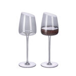 9.47 oz Hand Blown Crystal Bordeaux Gray Wine Glasses Set of 2