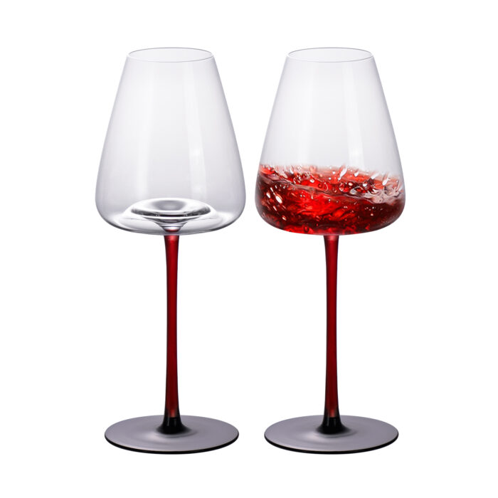 Wine Glasses Set of 2 16.06 oz Black Base Crystal Wine Glasses - Image 1