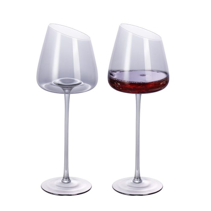 Wine Glasses Set of 2 16.06 oz Gray Crystal Wine Glasses - Image 1