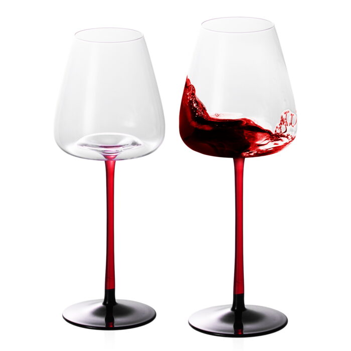 Crystal Wine Glasses Set of 2 11.49 oz Black Thin and Long Stem - Image 1