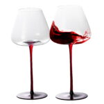 Wine Glasses Set of 2 23.67 oz Red Crystal Wine Glasses