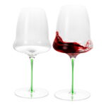 Wine Crystal Glasses With Stem Set of 2 24.69 oz Clouds Green