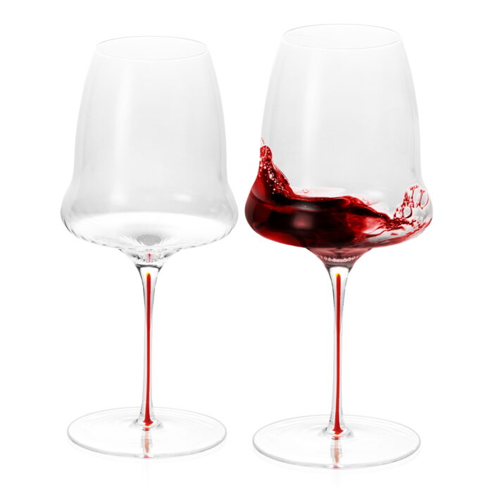 1 Crystal Wine Glasses With Stem Set of 2 24.69 oz Clouds Red - Image 1