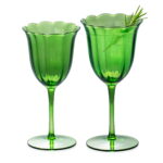 Cocktail Glasses Set of 2 9.47 oz Fully Green Flowers