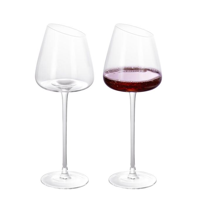 Hand Blown Crystal Bordeaux Wine Glasses Set of 2 16.06oz Matte - Image 1