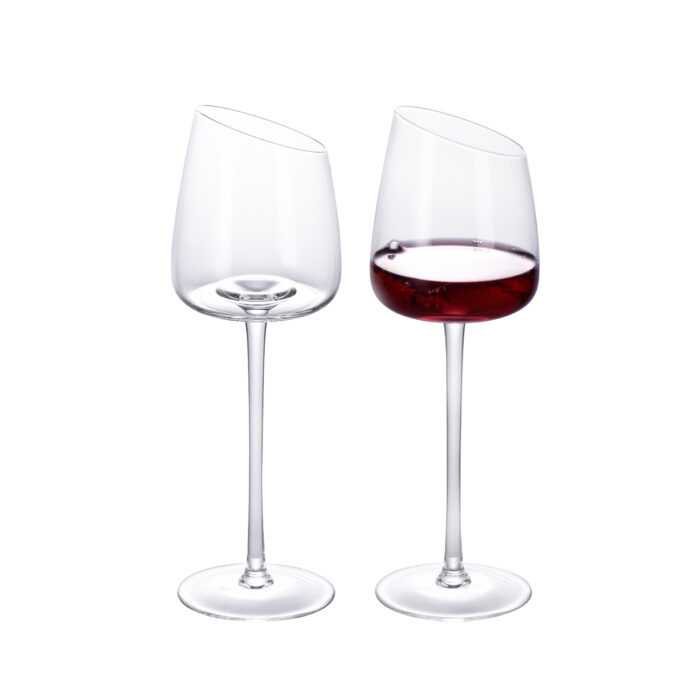 1 Hand Blown Crystal Bordeaux Wine Glasses Set of 2 9.47oz Matte - Image 1