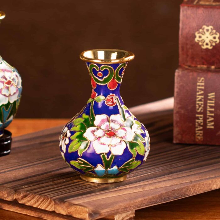 Enamel Small  Decorative  Vase With Floral Patterns For Home - Image 4