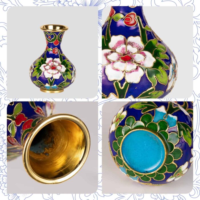 Enamel Small  Decorative  Vase With Floral Patterns For Home - Image 3