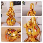 Handmade Blown Coloured Glaze Art Gourd Statue - Image 4