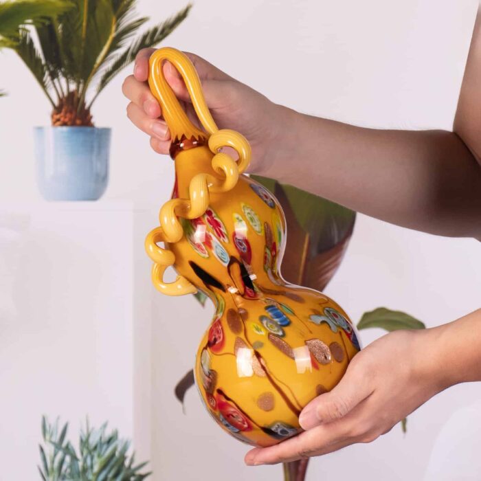 Handmade Blown Coloured Glaze Art Gourd Statue - Image 3